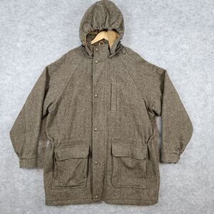 John Rich Bros Woolrich Men's Heavy Coat Brown Size XL 85% Wool Lined‎ Hooded